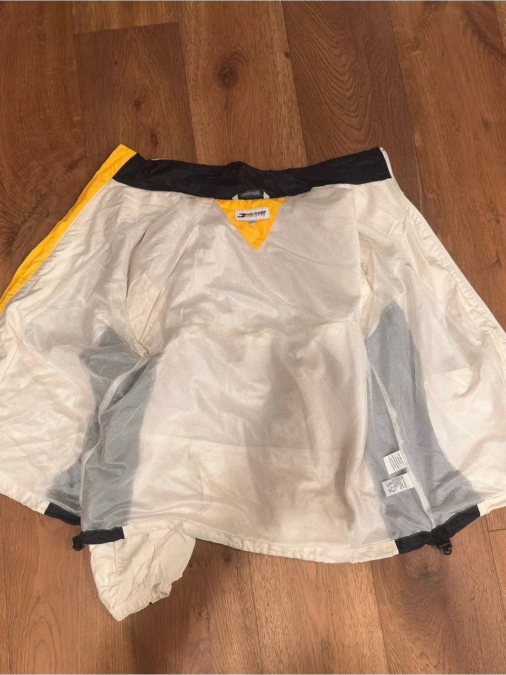 Tommy Hilfiger White and Black Zip-Up Windbreaker Jacket